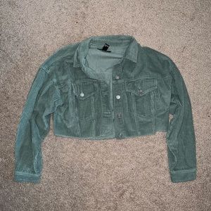 courdoroy green cropped jacket